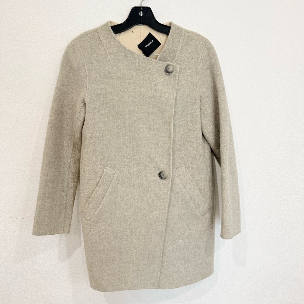 Theory‎ Nyma Coat Light Grey Wool Cashmere Blend Women's Size Small